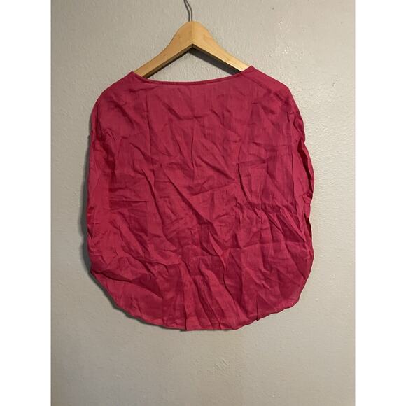 Beardsley Japan Womens Top One Size Fuschia Linen Cap Sleeve Relaxed Lagenlook - Picture 3 of 6